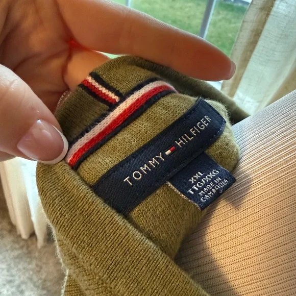 Tommy Hilfiger Crewneck Sweater Mens XXL Green Cotton Flag Logo - Picture 8 of 8